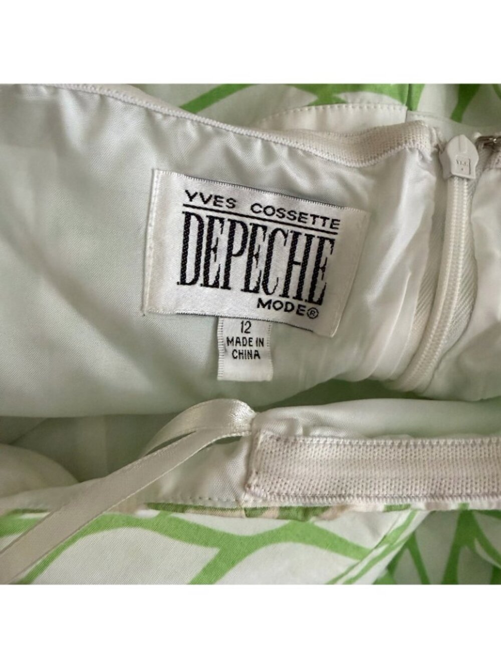 Yves Cossette Depeche Mode Women’s Size 12 Green White Floral Halter Fit Flare - Picture 10 of 13